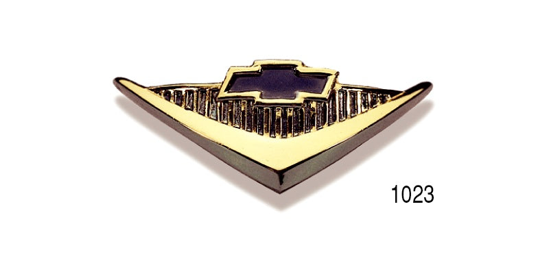 1023 - Danchuk 1955-1956 Chevy Horn Cap Emblem with Clips, Bel Air, V8