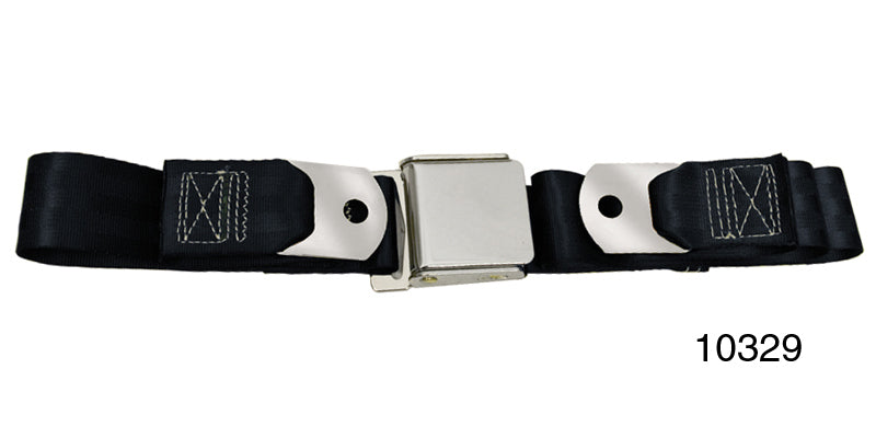 10329 - 1955-1957 Chevy Driver Quality Front Seat Belt Set, Black