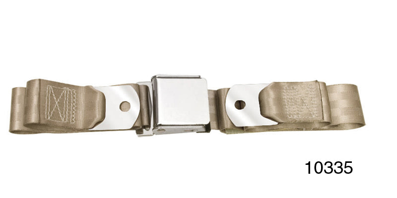 10335 - 1955-1957 Chevy Driver Quality Front Seat Belt Set, Tan