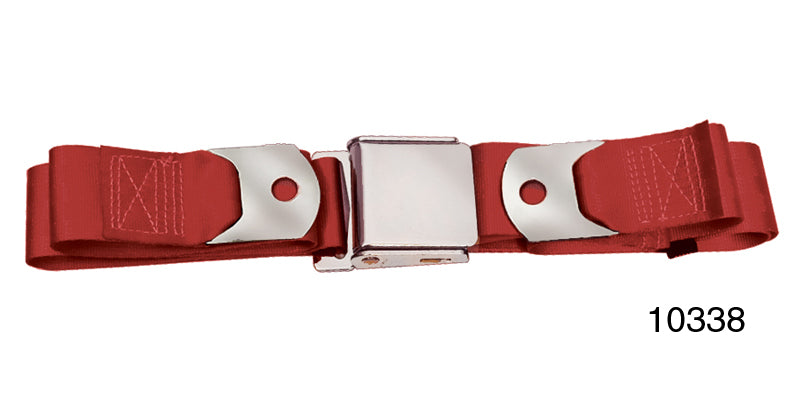 10338 - 1955-1957 Chevy Driver Quality Front Seat Belt Set, Red
