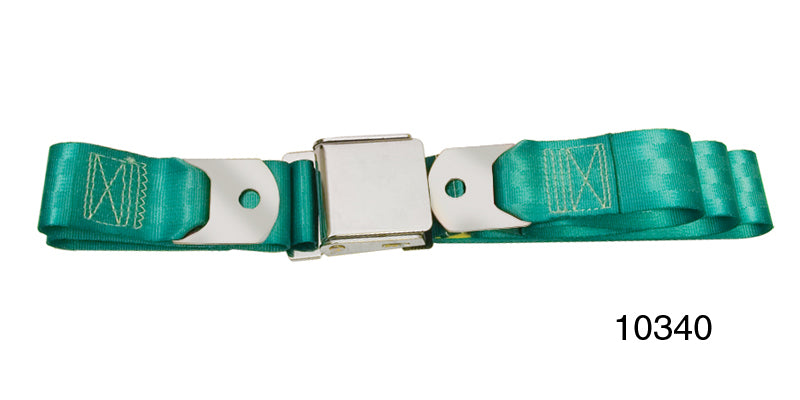 10340 - 1955-1957 Chevy Driver Quality Front Seat Belt Set, Turquoise