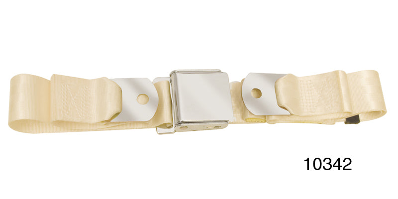10342 - 1955-1957 Chevy Driver Quality Front Seat Belt Set, Ivory