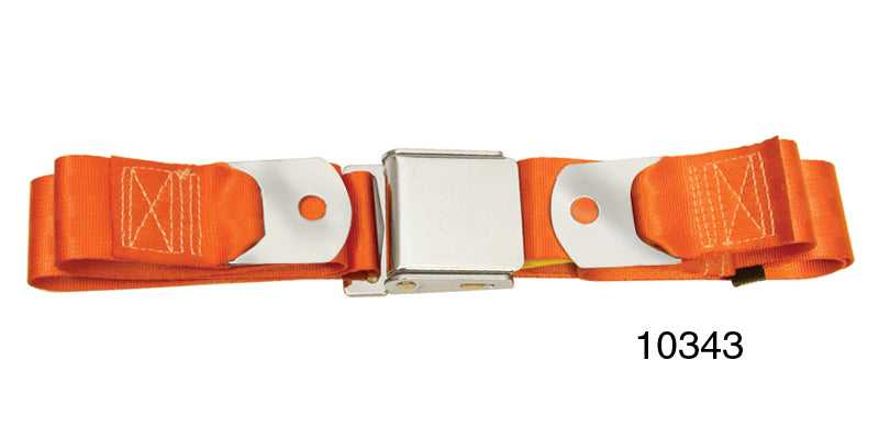 10343 - 1955-1957 Chevy Driver Quality Front Seat Belt Set, Orange