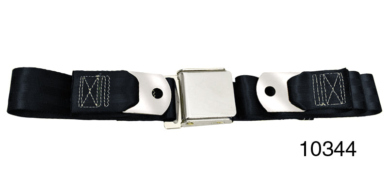 10344 - 1955-1957 Chevy Driver Quality Rear Seat Belt Set, Black
