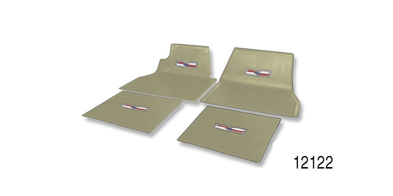 12122 - Danchuk 1955-1957 Chevy Floor Mats with Crest Logo, Tan