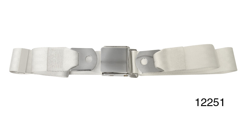 12251 - 1955-1957 Chevy Driver Quality Front Seat Belt Set, White