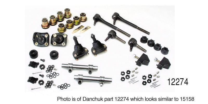 15158 - 1955-1957 Chevy Complete Front Suspension Rebuild Kit, Rubber Bushings