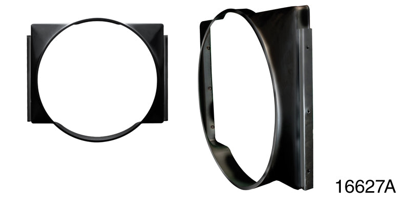 16627a - Danchuk 1955-1957 Steel Fan Shroud, Black Powder Coated, V8 Using V8 Core Support and 11236 Conversion Brackets