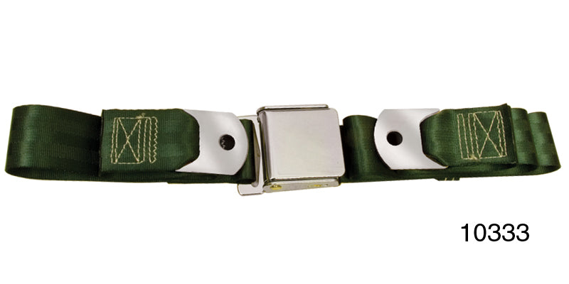 10333 - 1955-1957 Chevy Driver Quality Front Seat Belt Set, Dark Green