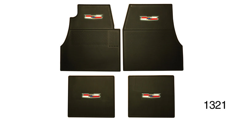 1321 - Danchuk 1955-1957 Chevy Floor Mats with Crest Logo, Black