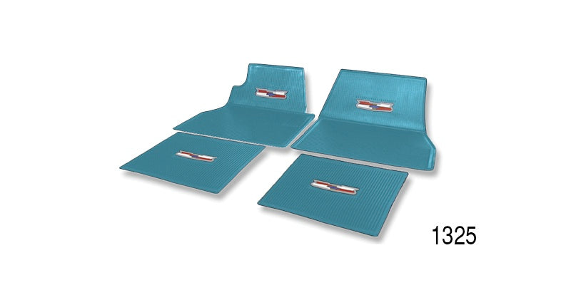 1325 - Danchuk 1955-1957 Chevy Floor Mats with Crest Logo, Turquoise