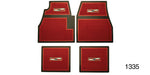Load image into Gallery viewer, 1335 - Danchuk 1955-1957 Chevy Custom Carpet Floor Mats, Red with Crest Logo
