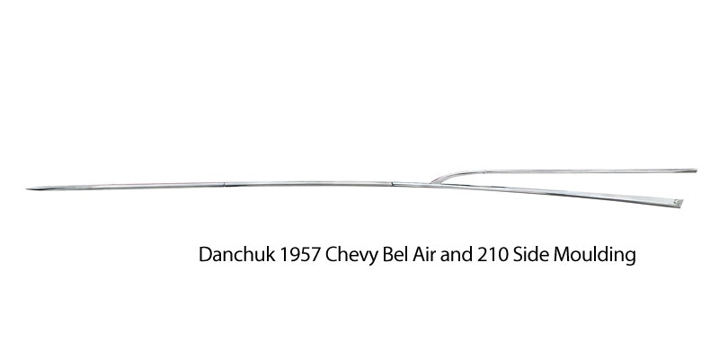 18062 - Danchuk 1957 Chevy Bel Air & 210 Side Moulding, Upper Quarter Long Piece, Driver Side, 4-Door Hardtop (OS)