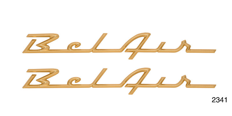 2341 - Danchuk 1957 Chevy Forged Aluminum Bel Air Script, Show Quality, Pair