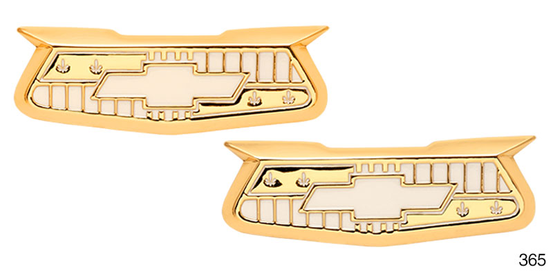 365 - Danchuk 1955-1957 Chevy Bel Air Gold Crest Emblems, Pair (Best)