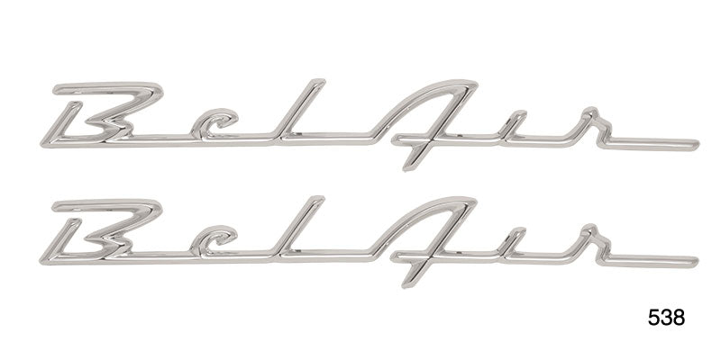 538 - Danchuk 1955-1956 Chevy _Bel Air_ Chrome Script, Pair (Best)