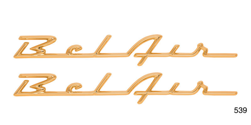 539 - Danchuk 1957 Chevy _Bel Air_ Script, Gold, Pair (Best)