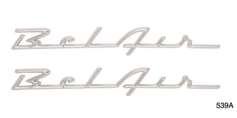 539a - Danchuk 1957 Chevy _Bel Air_ Script, Chrome, Pair (Best)
